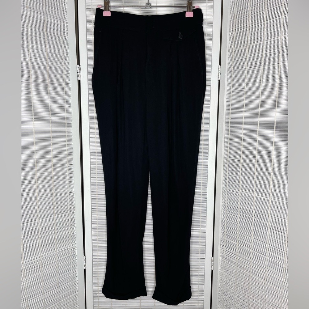 Isabel Marant Rolled Cuff Pants Black Wool Viscose Pleated Wide Leg Size 2/34